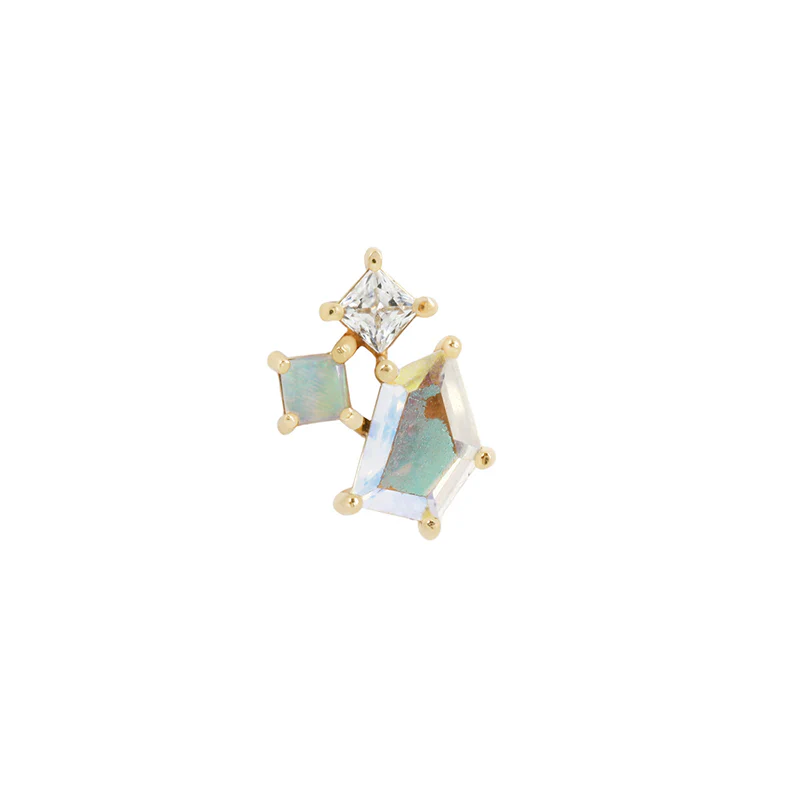 Buddha Jewelry Lyra Mercury Mist Topaz + Opal + CZ - Threadless End - Image 4