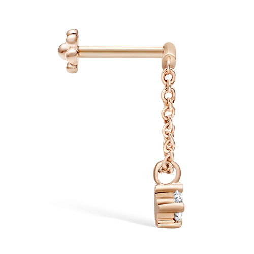Maria Tash 2mm Prong Set Diamond Drape Threaded Stud Earring - Image 4