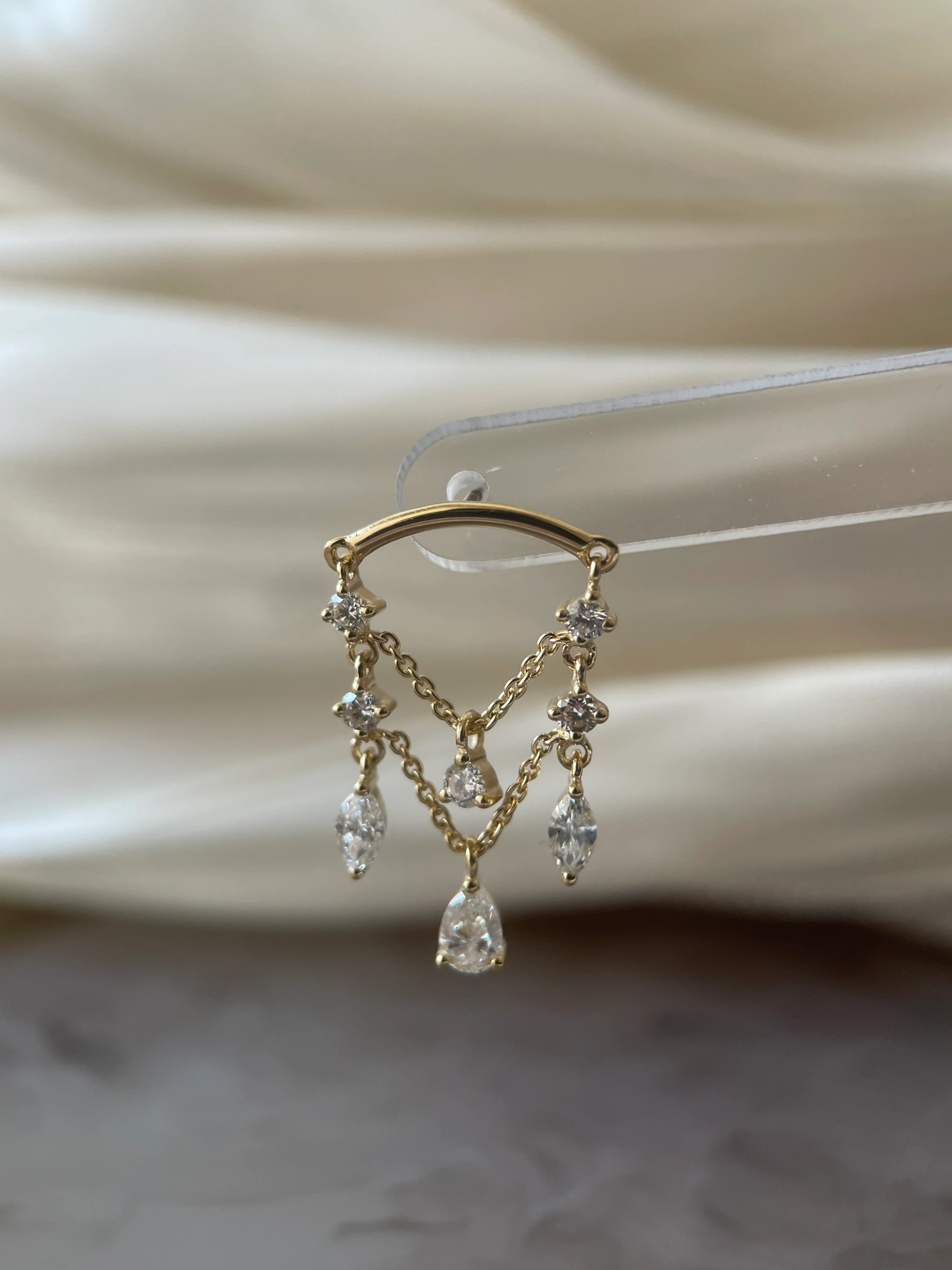 Maria Tash Diamond Drape Chandelier Threaded Stud Earing - Image 4