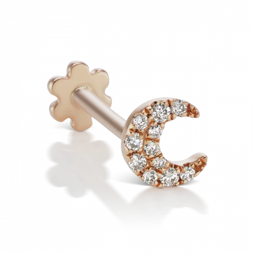 Maria Tash Small Diamond Moon Threaded Stud - Image 3